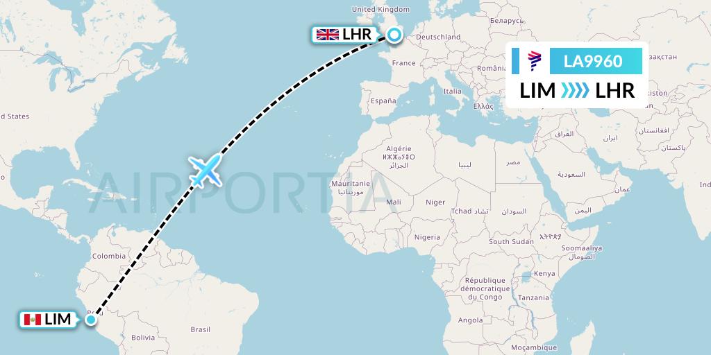 LA9960 Flight Status LAN Airlines Lima to London (LAN9960)
