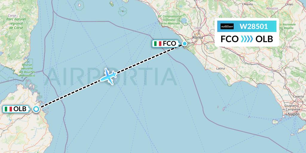 W28501 Flex Flight Flight Map: Rome to Olbia