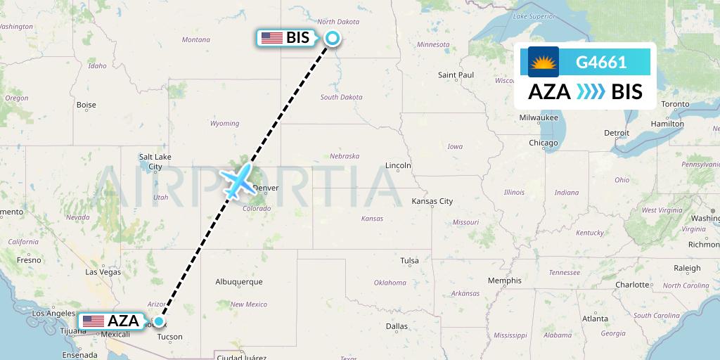 G4661 Allegiant Air Flight Map: Phoenix to Bismarck