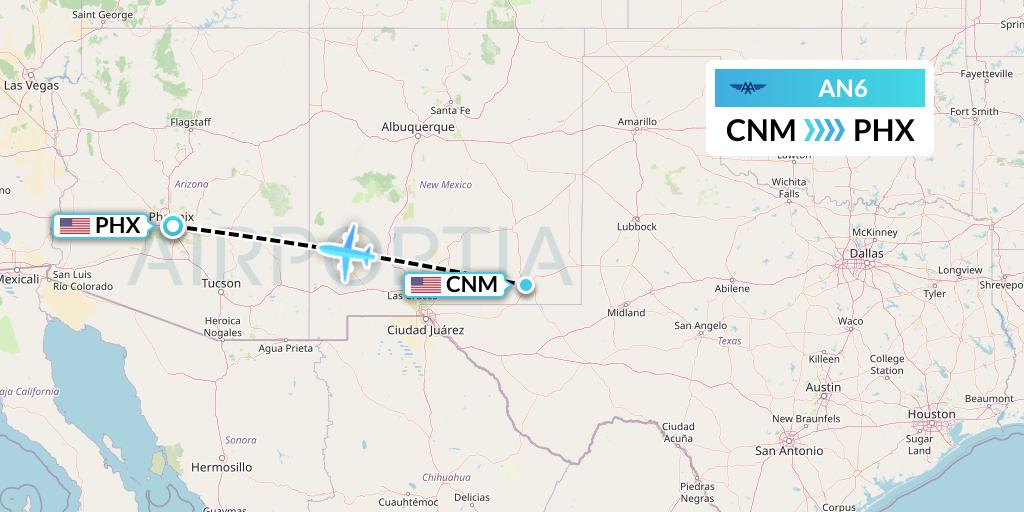 AN6 Advanced Air Flight Map: Carlsbad to Phoenix