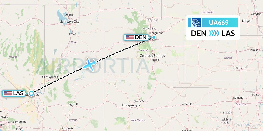 UA669 United Airlines Flight Map: Denver to Las Vegas