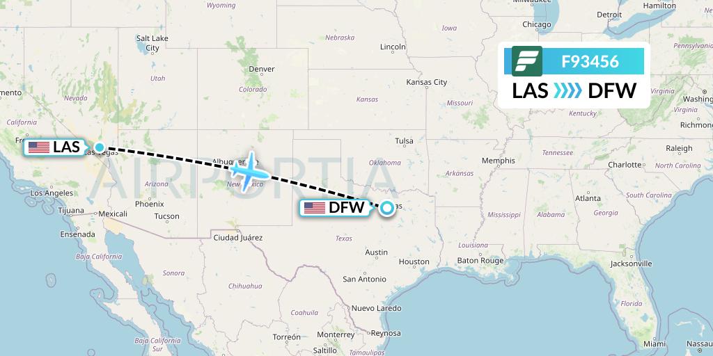 F93456 Frontier Airlines Flight Map: Las Vegas to Dallas