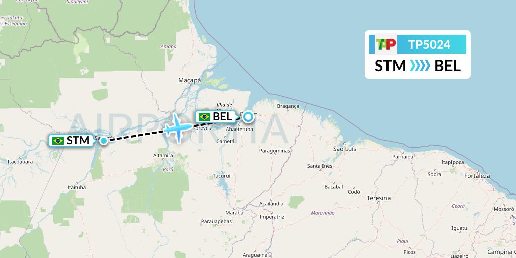 TP5024 TAP Portugal Flight Map: Santarem to Belem