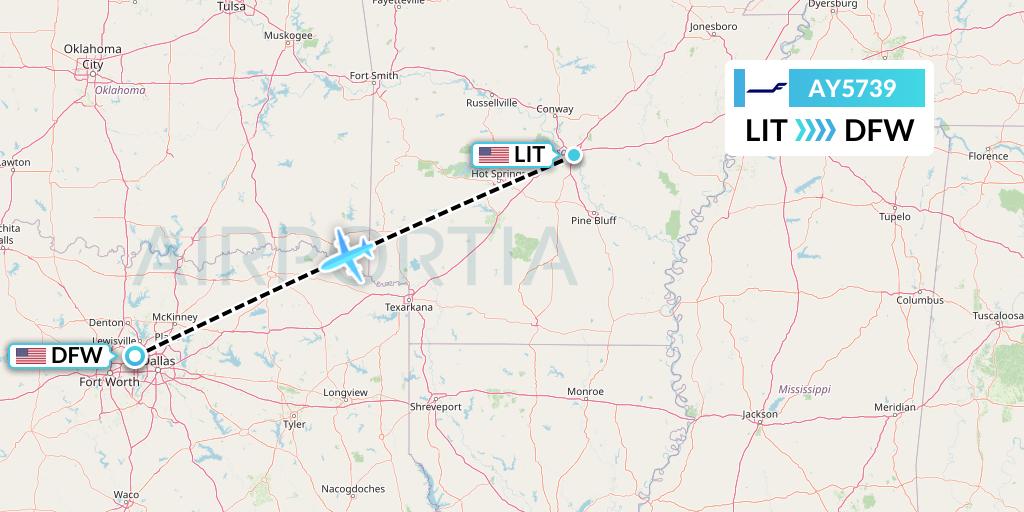 AY5739 Finnair Flight Map: Little Rock to Dallas