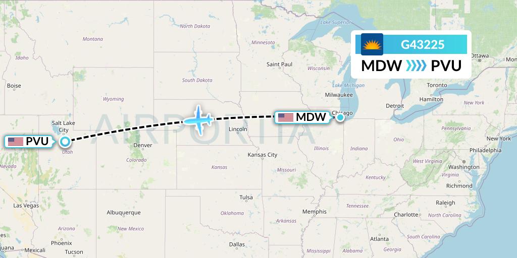 G43225 Allegiant Air Flight Map: Chicago to Provo