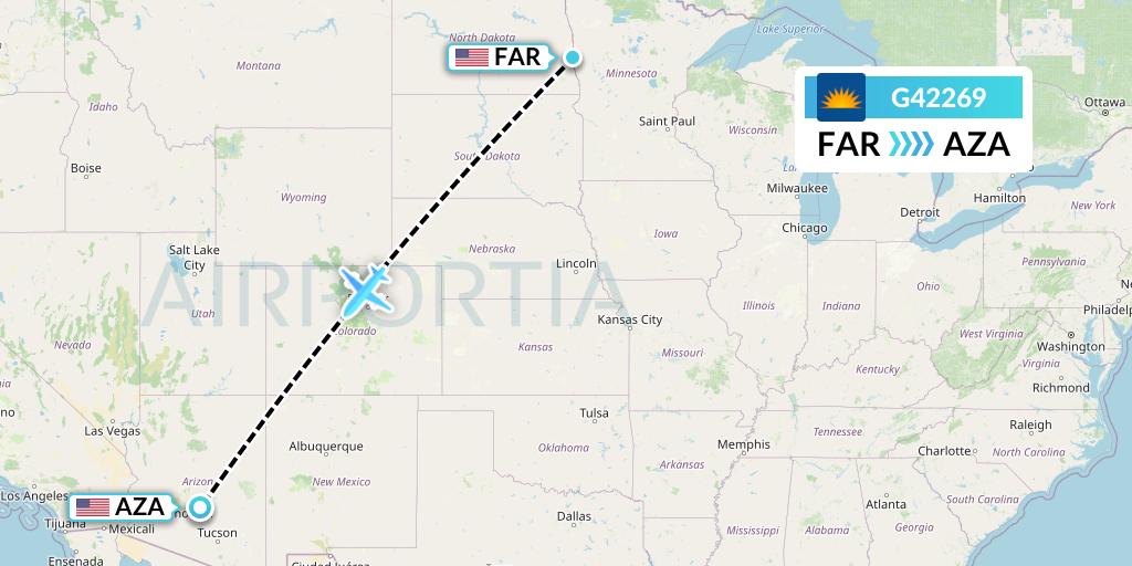 G42269 Allegiant Air Flight Map: Fargo to Phoenix
