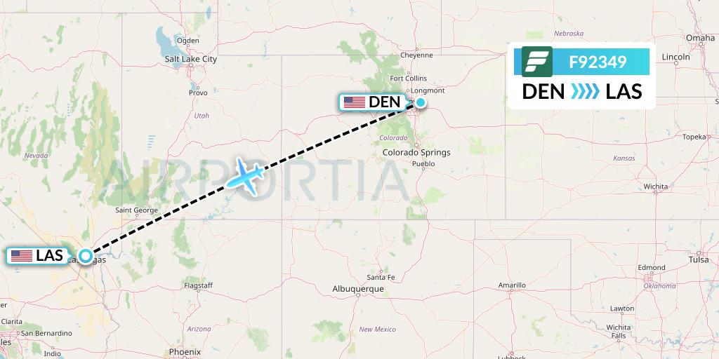 F92349 Frontier Airlines Flight Map: Denver to Las Vegas