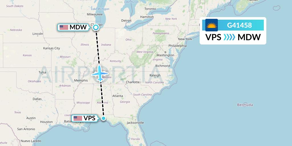 G41458 Allegiant Air Flight Map: Valparaiso to Chicago