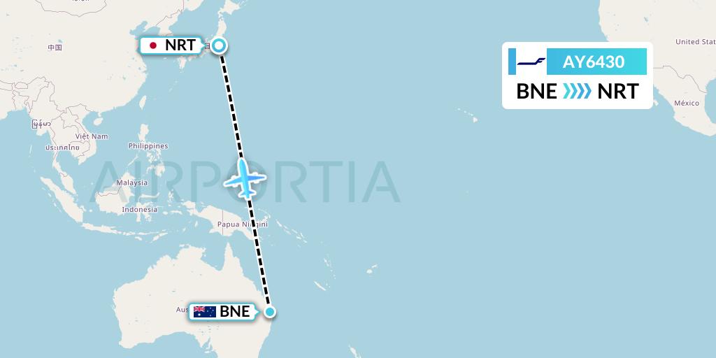AY6430 Finnair Flight Map: Brisbane to Tokyo