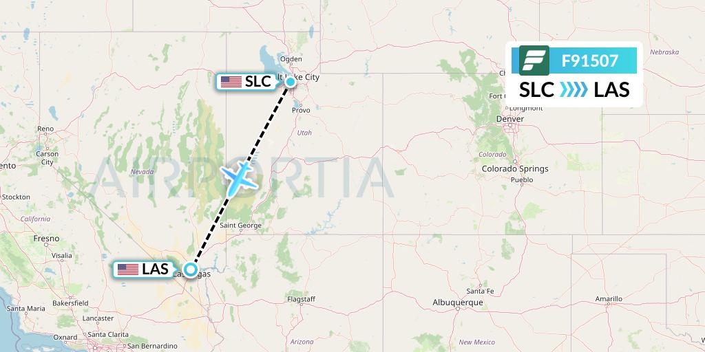 F91507 Frontier Airlines Flight Map: Salt Lake City to Las Vegas