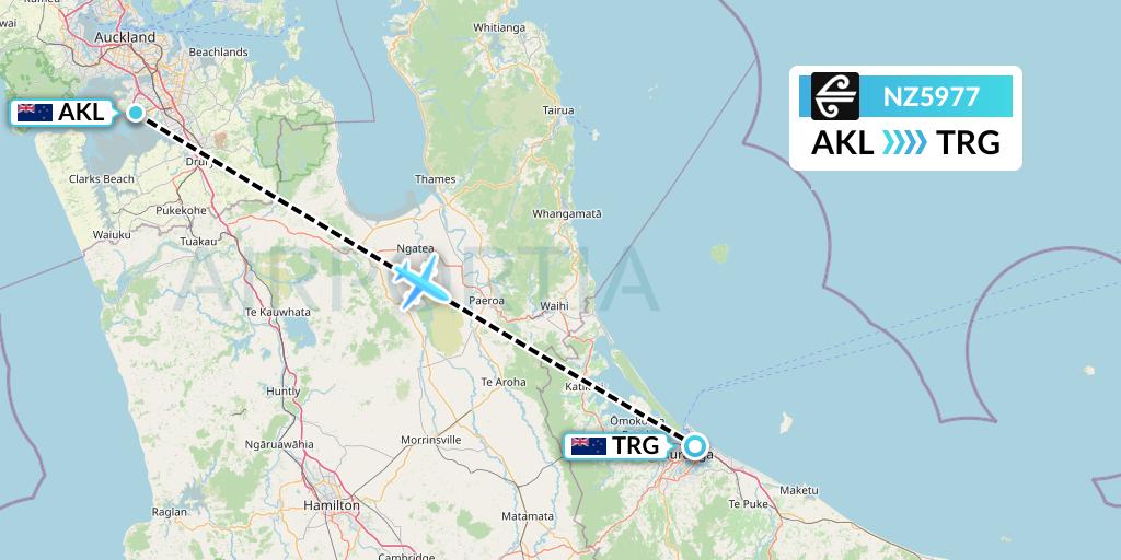 NZ5977 Air New Zealand Flight Map: Auckland to Tauranga