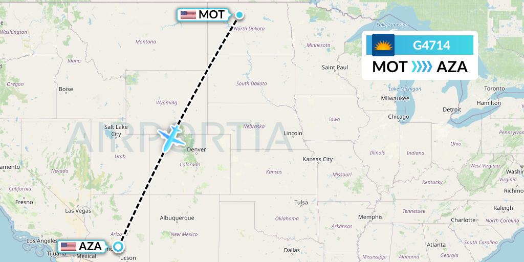 G4714 Allegiant Air Flight Map: Minot to Phoenix