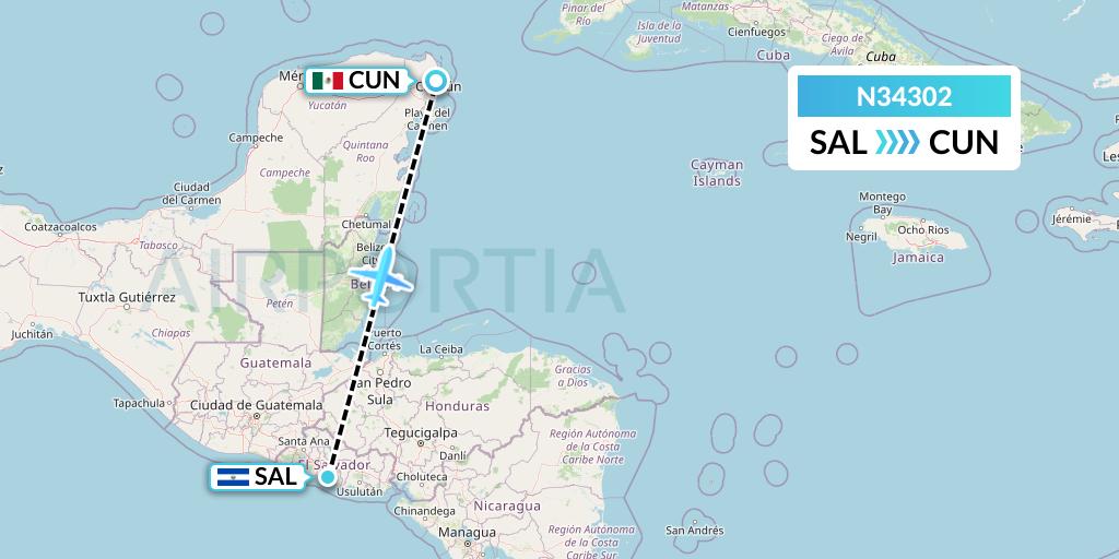 N34302 Flight Status Vuela El Salvador San Salvador to Cancun (VOS4302)