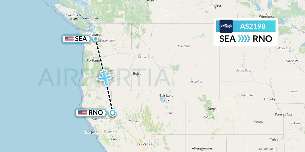 AS2198 Alaska Airlines Flight Map: Seattle to Reno
