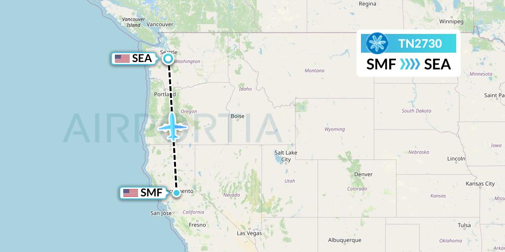 TN2730 Air Tahiti Nui Flight Map: Sacramento to Seattle