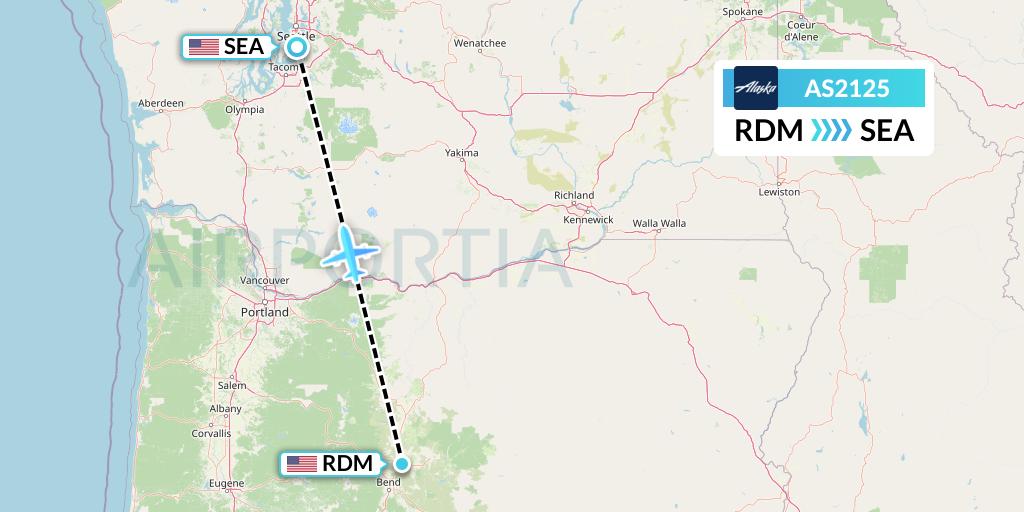 AS2125 Alaska Airlines Flight Map: Redmond to Seattle