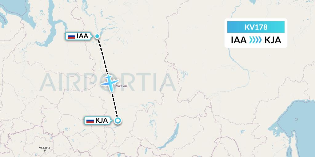 KV178 KrasAvia Flight Map: Igarka to Krasnoyarsk