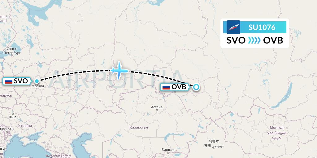 SU1076 Aeroflot Flight Map: Moscow to Novosibirsk