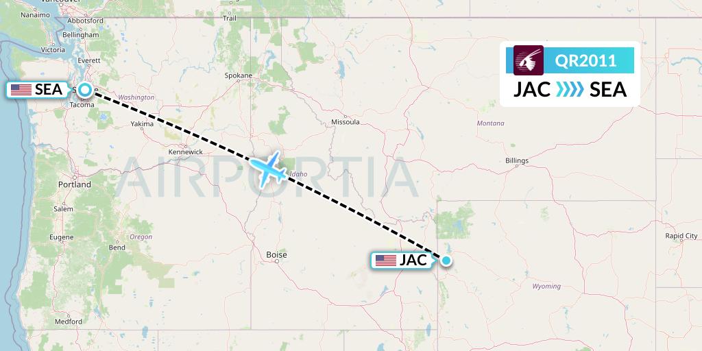 QR2011 Qatar Airways Flight Map: Jackson to Seattle