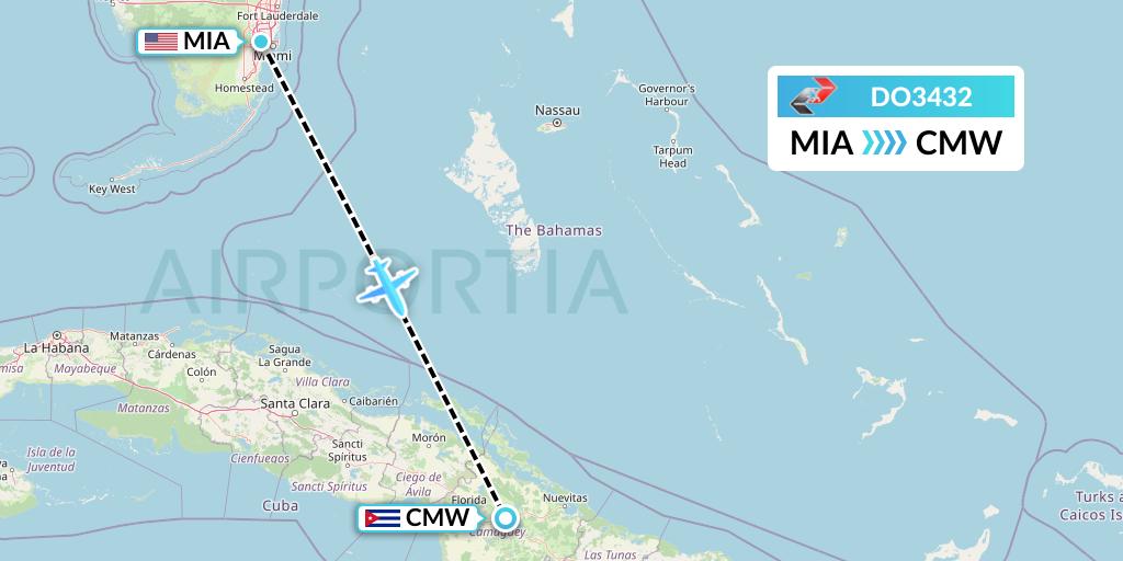 DO3432 Sky High Aviation Flight Map: Miami to Camaguey