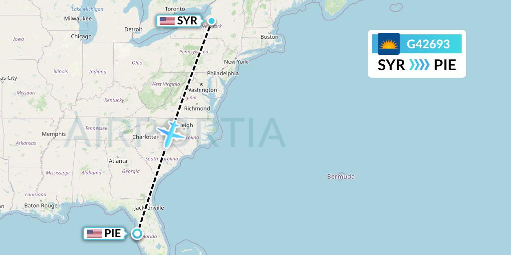 G42693 Allegiant Air Flight Map: Syracuse to St. Petersburg