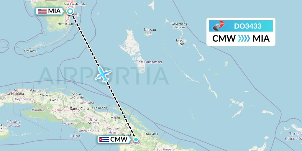 DO3433 Sky High Aviation Flight Map: Camaguey to Miami