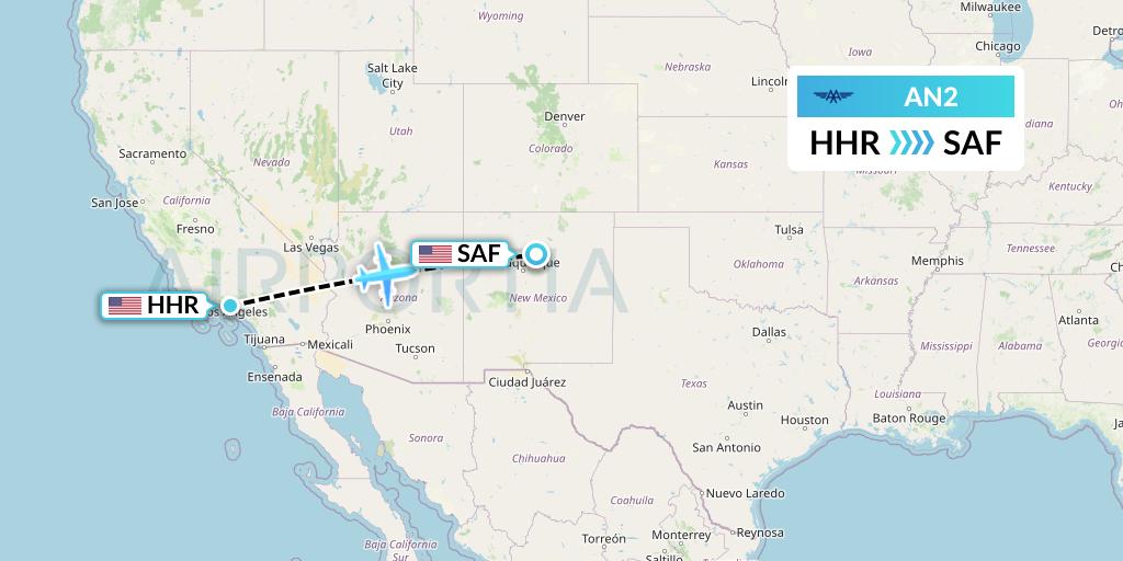 AN2 Advanced Air Flight Map: Hawthorne to Santa Fe