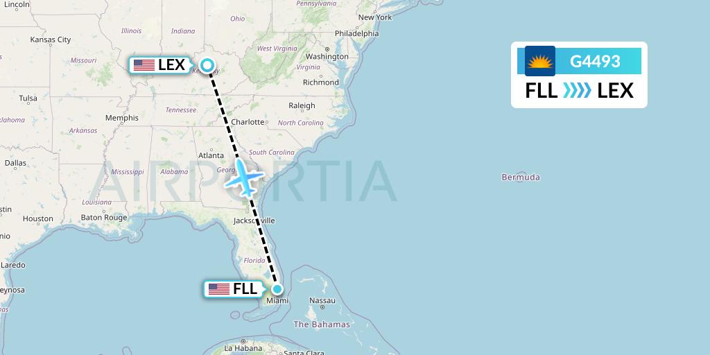 G4493 Allegiant Air Flight Map: Fort Lauderdale to Lexington