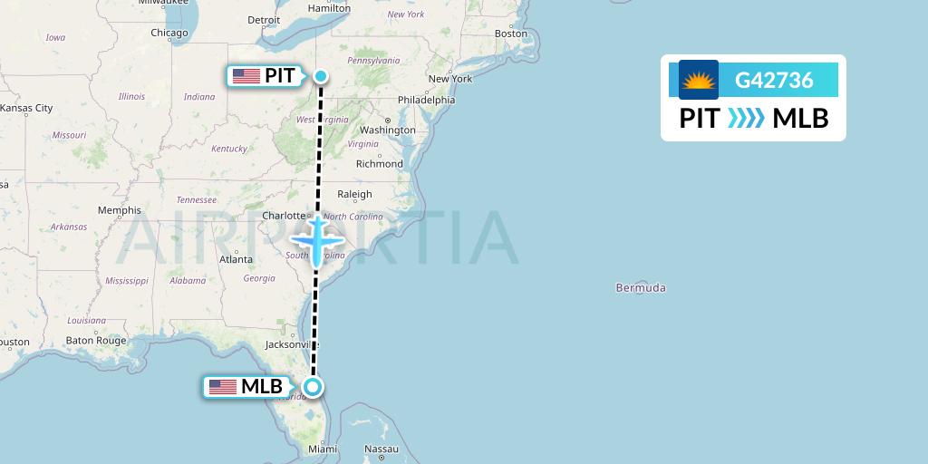 G42736 Allegiant Air Flight Map: Pittsburgh to Melbourne