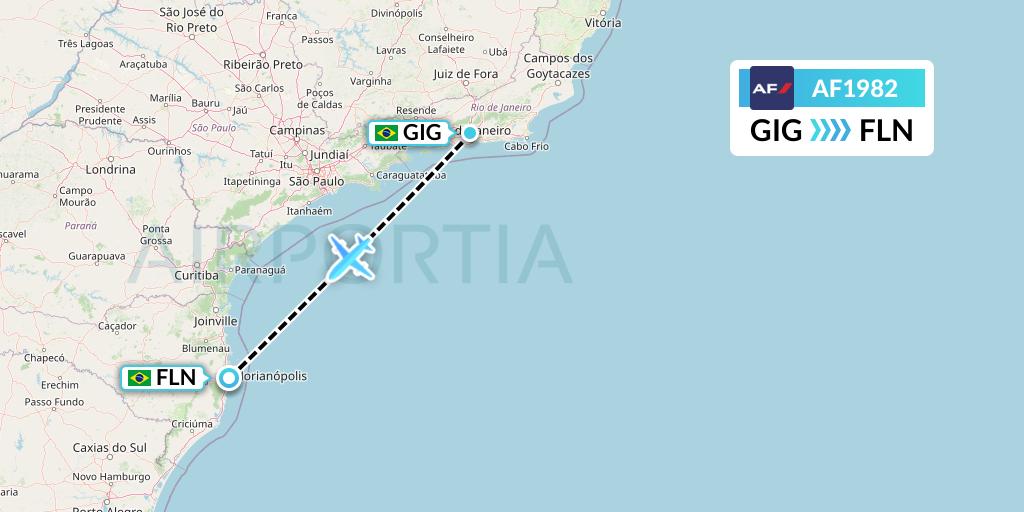 AF1982 Air France Flight Map: Rio de Janeiro to Florianopolis