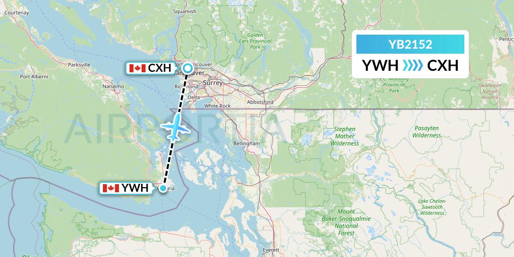 YB2152 Harbour Air Seaplanes Flight Map: Victoria to Vancouver
