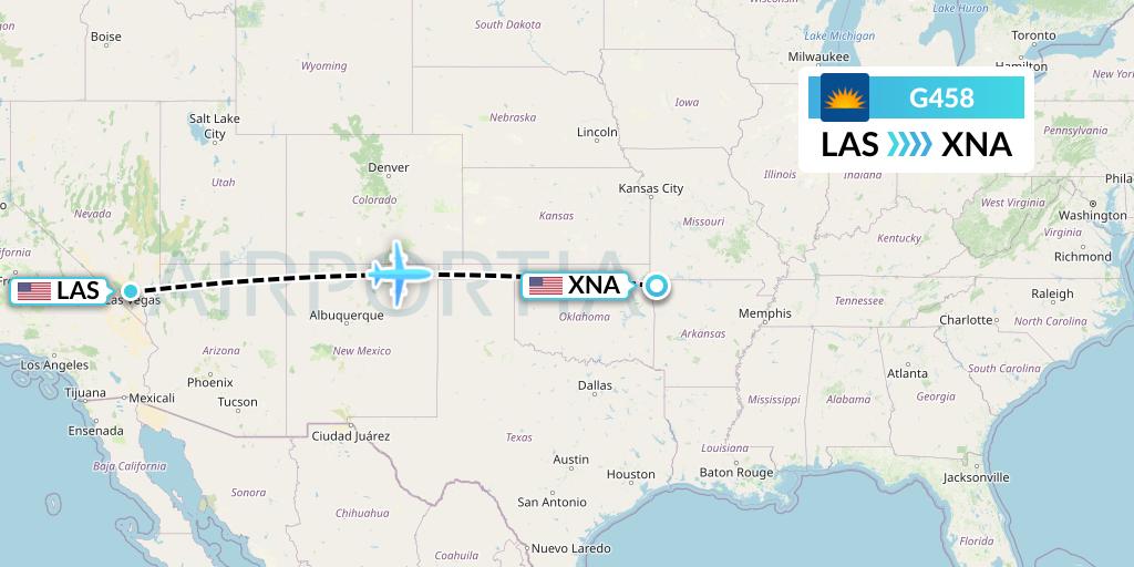 G458 Allegiant Air Flight Map: Las Vegas to Bentonville