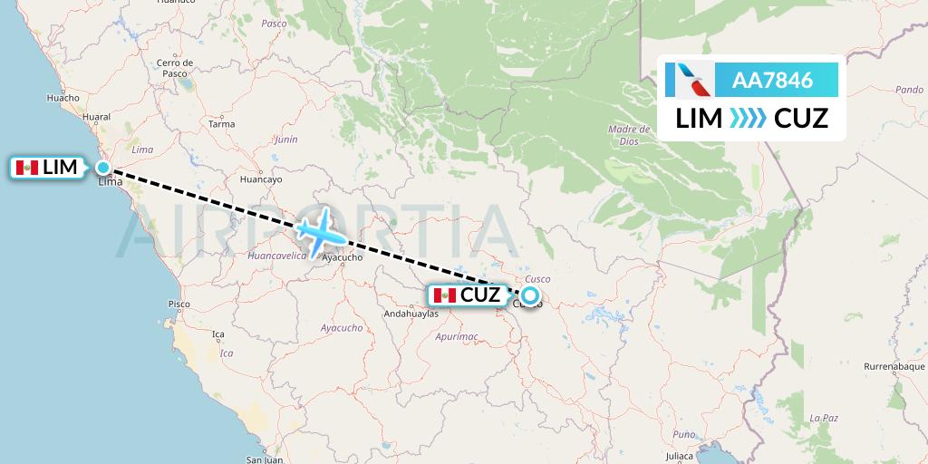 AA7846 American Airlines Flight Map: Lima to Cusco