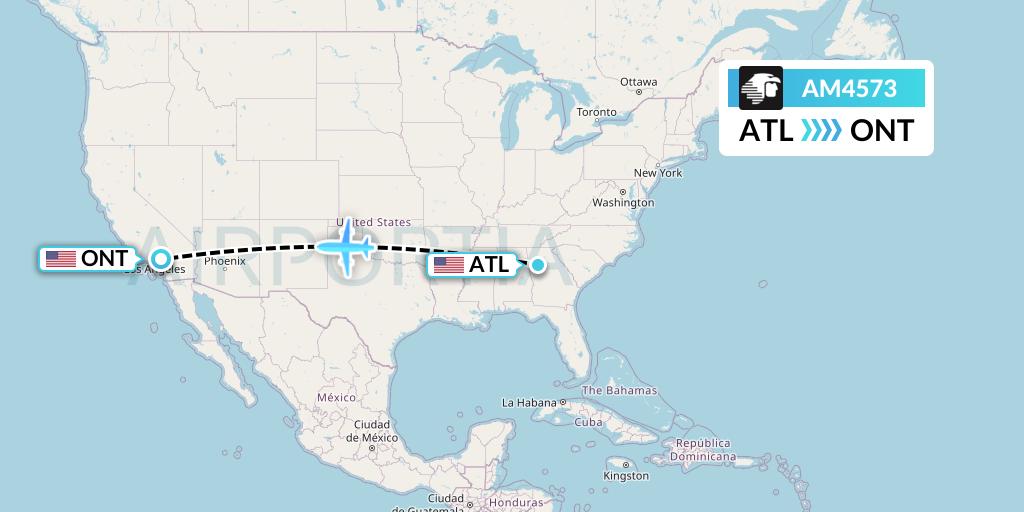AM4573 Aeromexico Flight Map: Atlanta to Ontario
