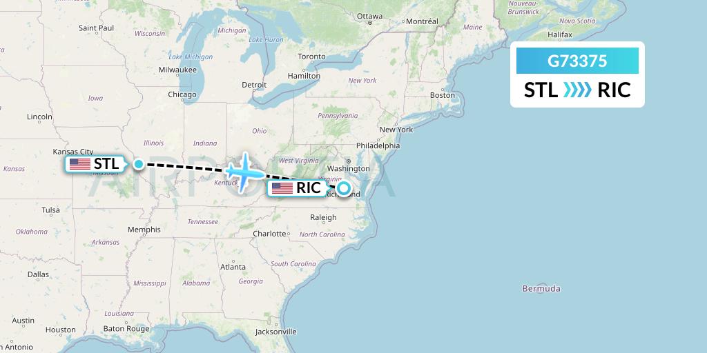 G73375 GoJet Flight Map: St. Louis to Richmond