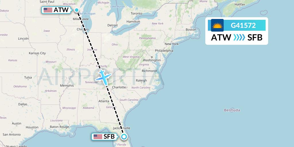 G41572 Allegiant Air Flight Map: Appleton to Orlando