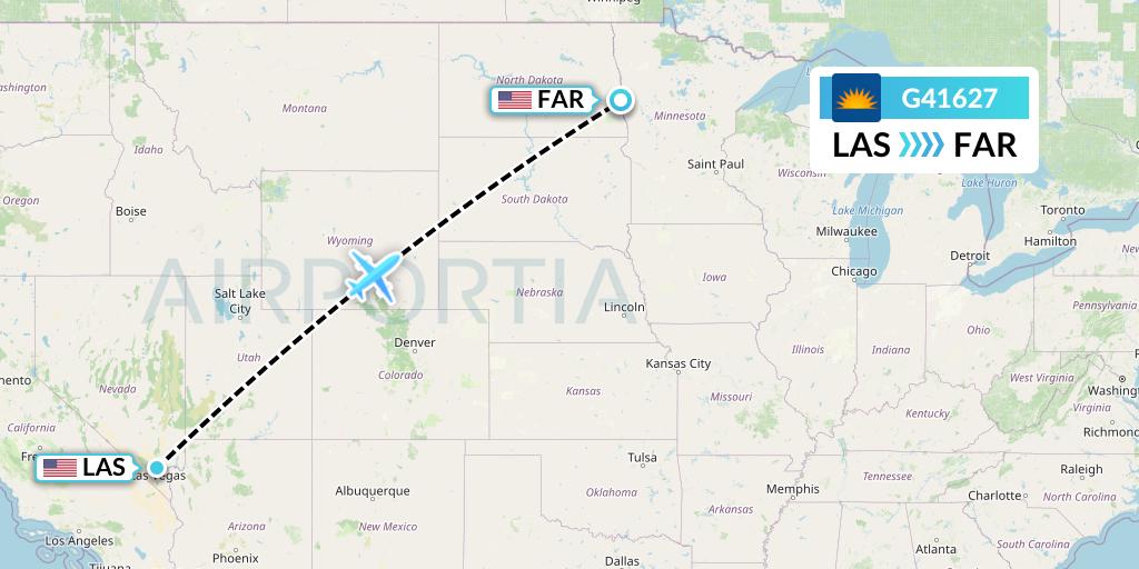 G41627 Allegiant Air Flight Map: Las Vegas to Fargo