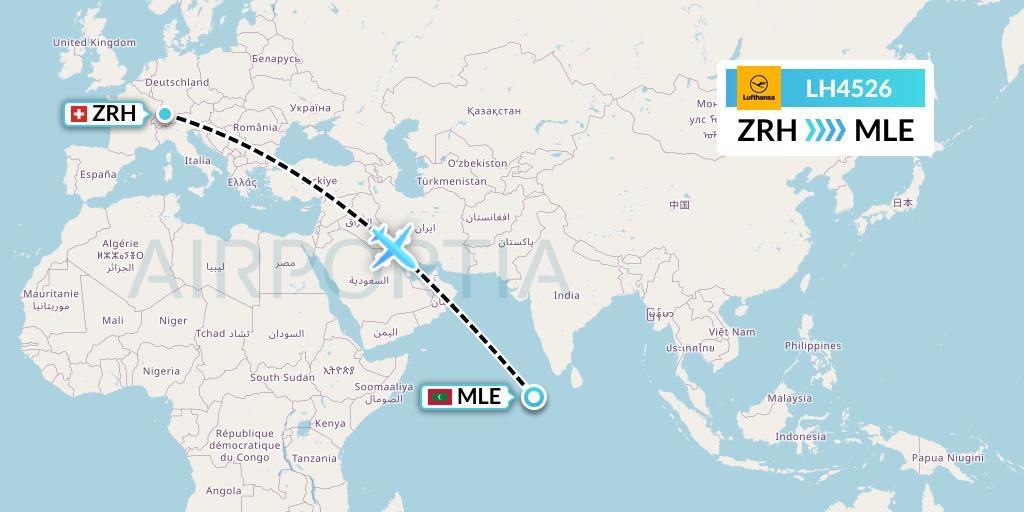 LH4526 Lufthansa Flight Map: Zurich to Male