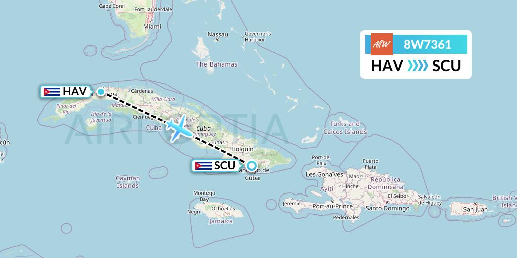 8W7361 Flight Status Fly AllWays Havana to Santiago de Cuba (EDR7361)