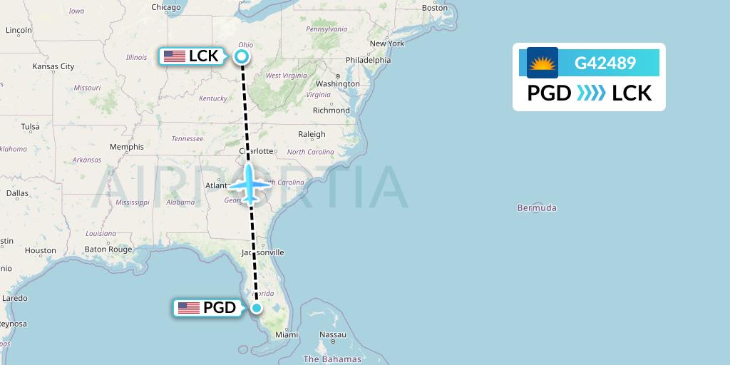 G42489 Allegiant Air Flight Map: Punta Gorda to Columbus