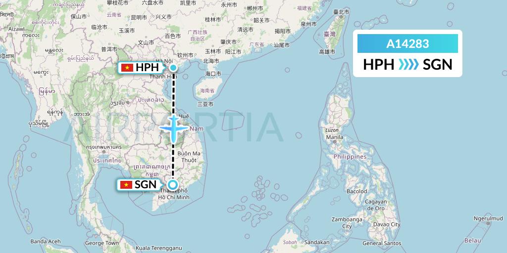 A14283 A.p.g. Distribution Systems Flight Map: Haiphong to Ho Chi Minh City