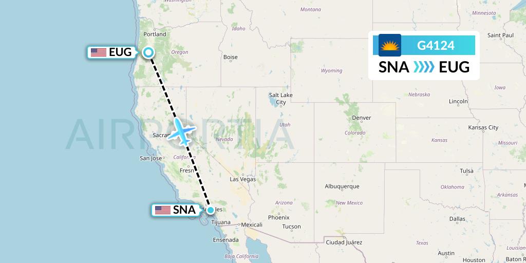 G4124 Allegiant Air Flight Map: Orange County to Eugene