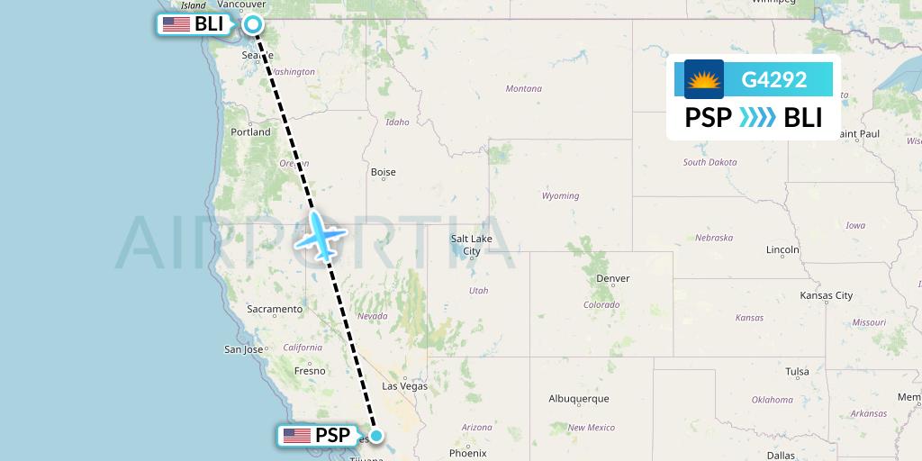 G4292 Allegiant Air Flight Map: Palm Springs to Bellingham