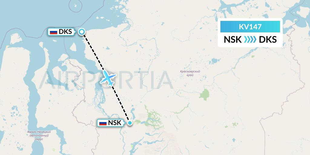KV147 KrasAvia Flight Map: Norilsk to Dikson