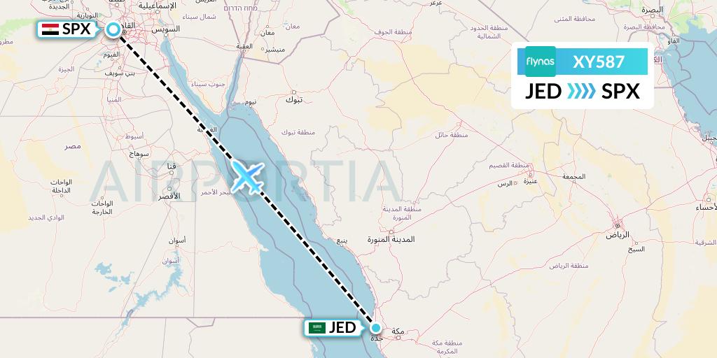 XY587 Flynas Flight Map: Jeddah to Cairo