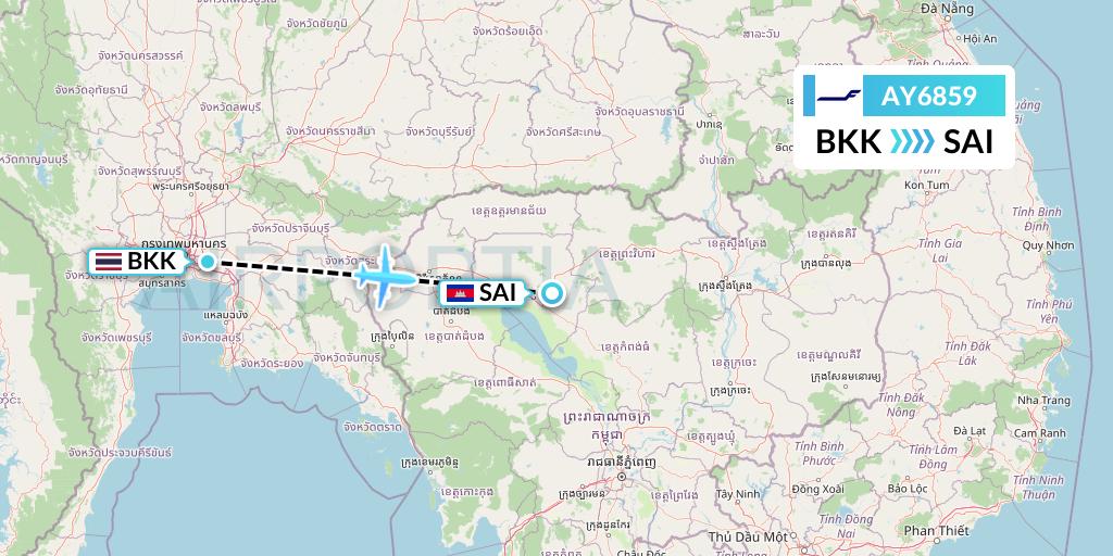 AY6859 Finnair Flight Map: Bangkok to Siem Reap