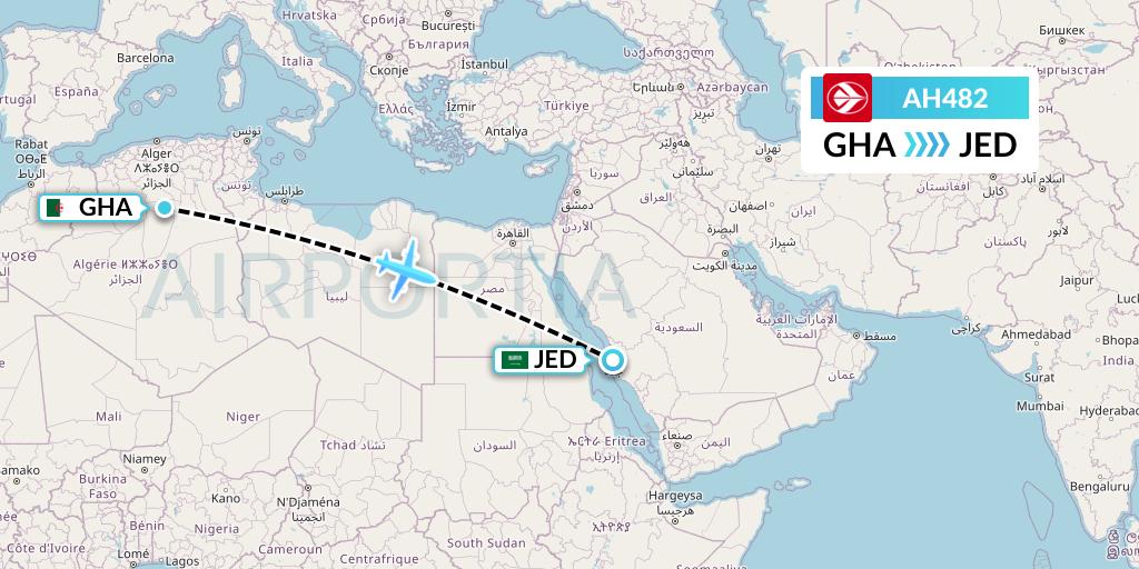 AH482 Air Algerie Flight Map: Ghardaia to Jeddah