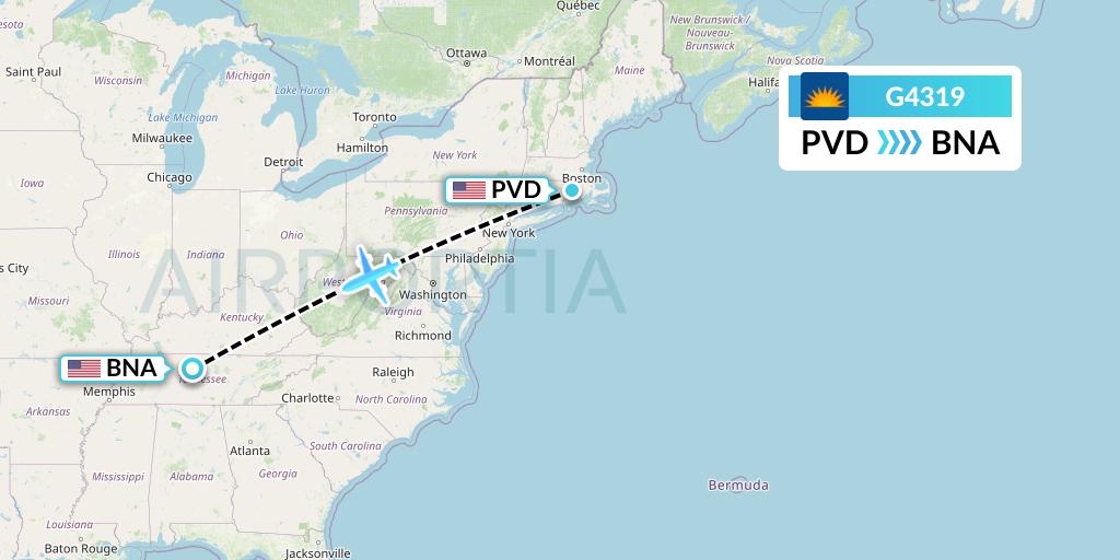 G4319 Flight Status Allegiant Air Providence to Nashville (AAY319)