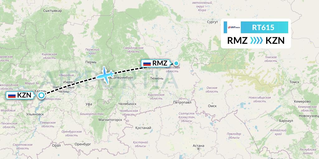 RT615 UVT aero Flight Map: Tobolsk to Kazan