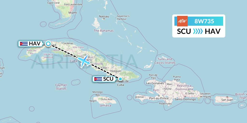8W735 Flight Status Fly AllWays Santiago de Cuba to Havana (EDR735)